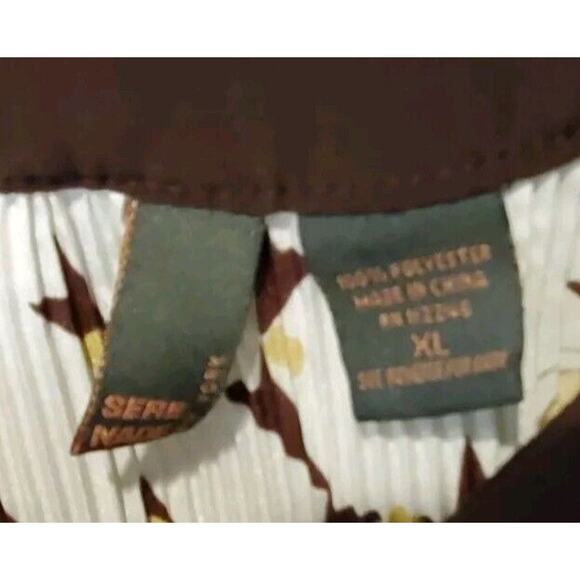 Women's White Brown Yellow Serenade New York Sleeveless Flared Blouse Size XL - Picture 4 of 8